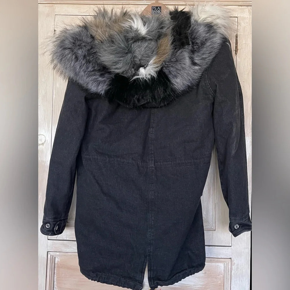 Avec Les Filles Faux Fur Trim Denim Parka - Picture 4 of 10